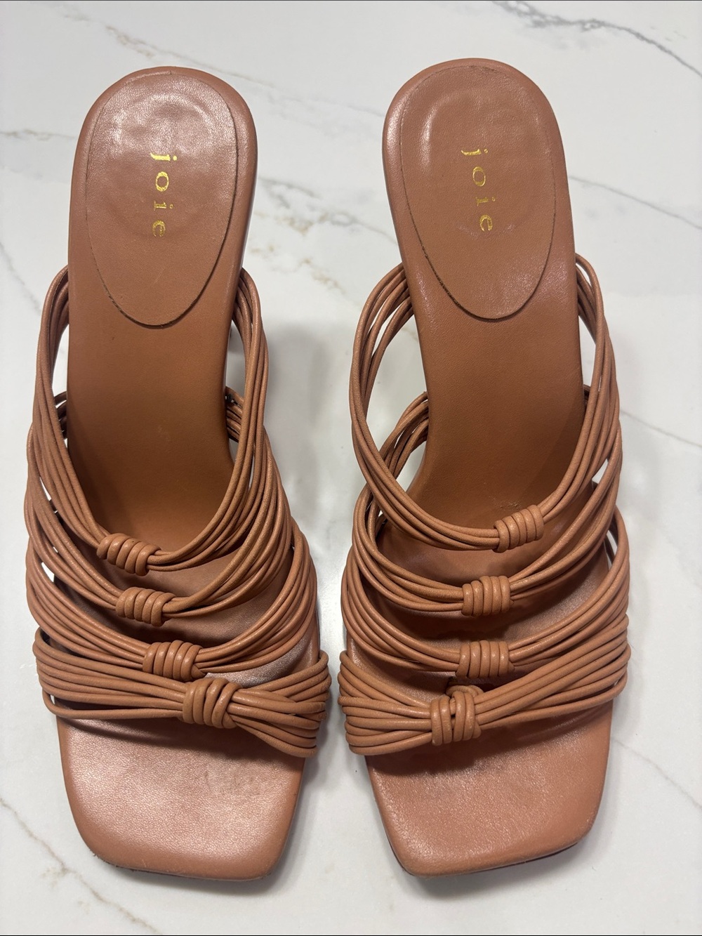 Joie Tan Strappy Knot-Detail High Heel Sandals - Picture 3 of 13